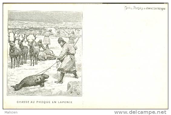 Finlande -ref 184- Chasse De Phoque En Laponie - Illustrateur - Theme Chasseurs Chasse -phoques    - Carte Bon Etat - - Finlande