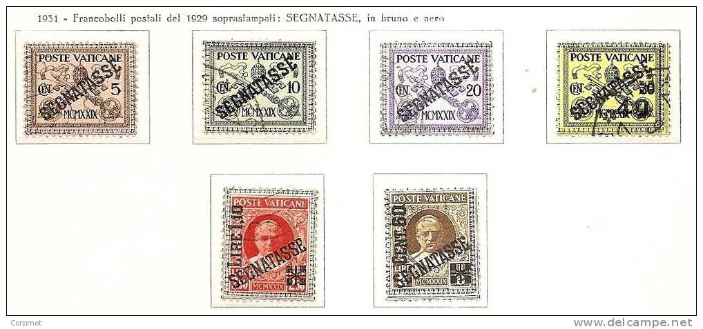 CITTA DEL VATICANO - 1931 TIMBRES-TAXE - SEGNATASSE - Yvert # 1/6 - VF USED - Segnatasse