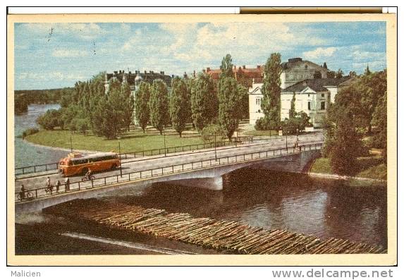 Suede - Ref 140-klarabron Och Teatern - Karlstad -  Plan Bus Autobus Et Flottage Du Bois -theme Arbres - Suède