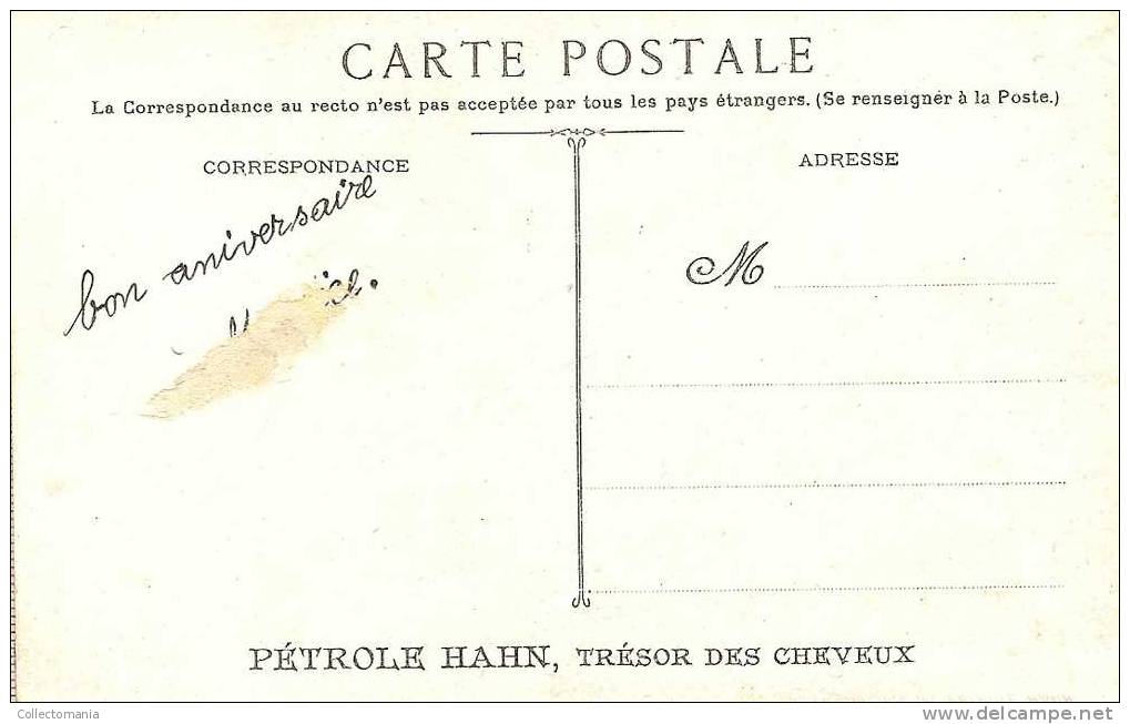 1 Carte Postale  PETROLE HAHN Hahn Trésor Du Cheveux Publicité Pub Publicity Reclame Litho Superbe TB Pétrole Lotion - Collezioni