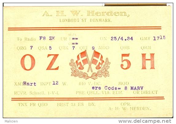 Danemark - Ref 73- Carte  Radio Amateur  - Carte Bon Etat - - Danemark