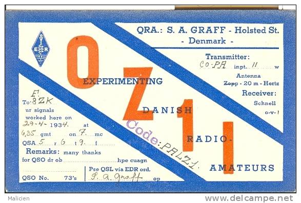 Danemark - Ref 71- Carte  Radio Amateur  - Carte Bon Etat - - Dinamarca