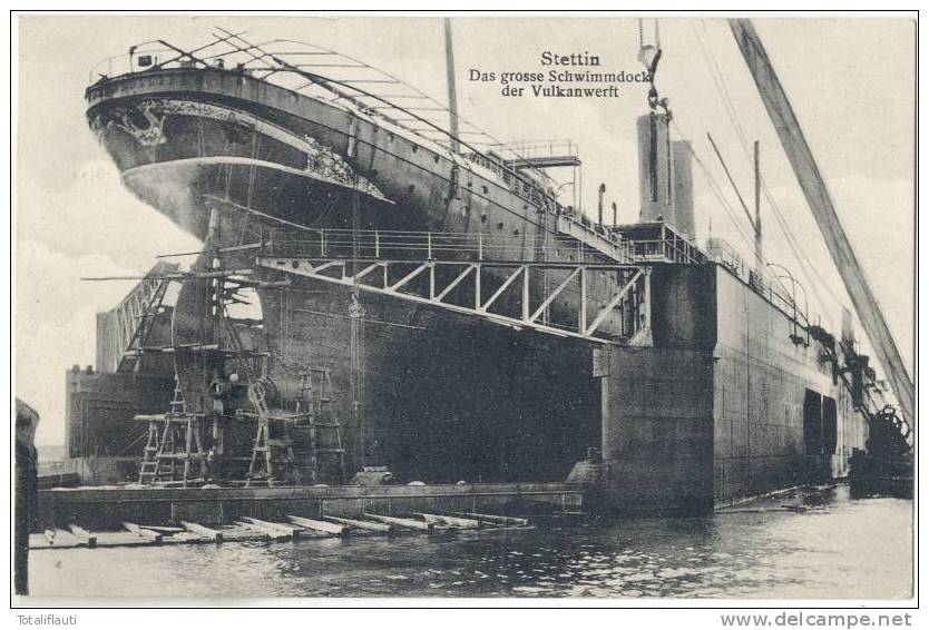 Stettin Das Grosse Schwimmdock Der Vulkanwerft TOP-Erhaltung Szczecin Ungelaufen Schiff Dampfer Trocken Dock - Pommern