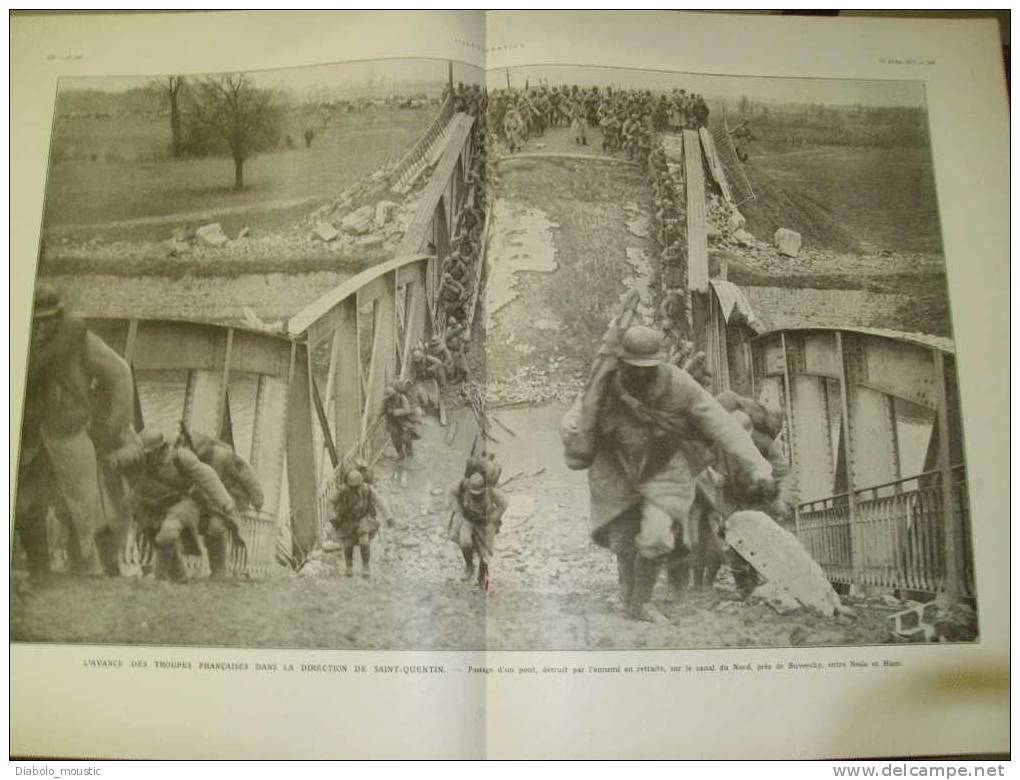 L'ILLUSTRATION  14/04/1917:   Grde Photo Pont De BUVERCY ; Travaux De Fortifications Allemandes ; Front RUSSE - L'Illustration