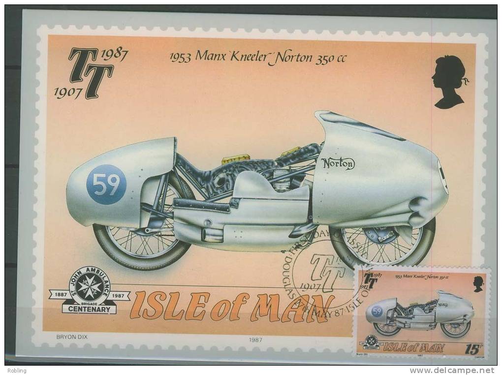 Isle Of Man, Motorcycling, 1953 Norton 350cc, Max-cart. - Motorfietsen