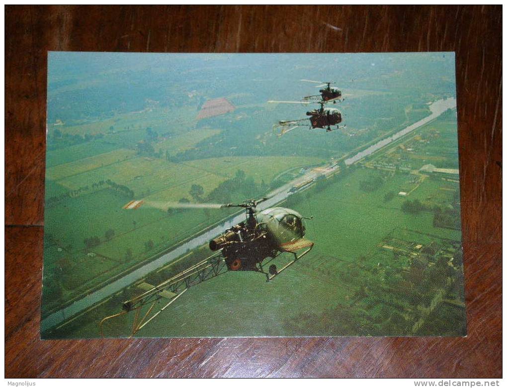Belgium Army,Fighting Helicopters,Alouette II SA 3130,Combat,Military Aircraft,Flying,postcard With Performances - Elicotteri