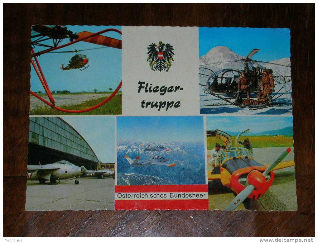 Austria Fliegertruppe,helicopters,Jet,Airplane,Avion,Flugzeug,Aircraft,Flying,Bundesheer,postcard - Hélicoptères