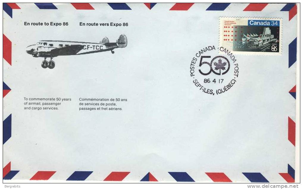 1986 Canada 50 Different Special Flight Covers For "AIR CANADA" 50th Anniversary"ONLY 5000 SETS Issued By Canada Post - Premiers Vols