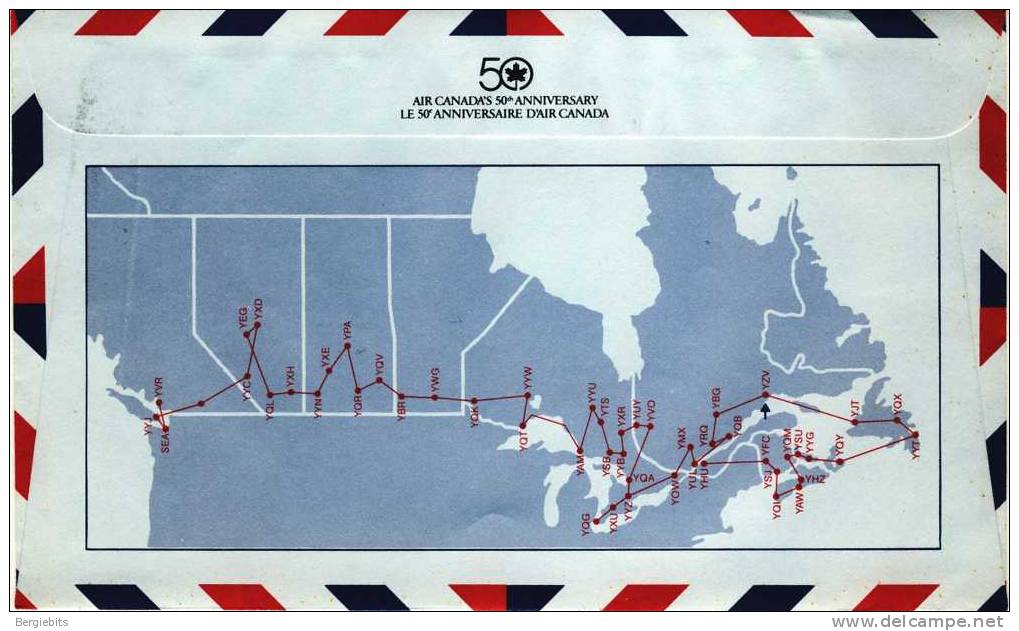 1986 Canada 50 Different Special Flight Covers For "AIR CANADA" 50th Anniversary"ONLY 5000 SETS Issued By Canada Post - Primeros Vuelos