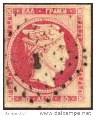 Greece #6 Used 80l Rose/Pink From 1861 - Oblitérés