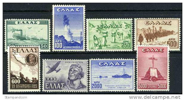 Greece #490-97 Mint Never Hinged 1946-47 Set - Unused Stamps