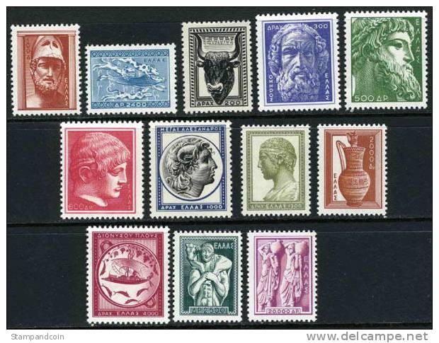 Greece #556-67 Mint Never Hinged Set From 1954 - Unused Stamps