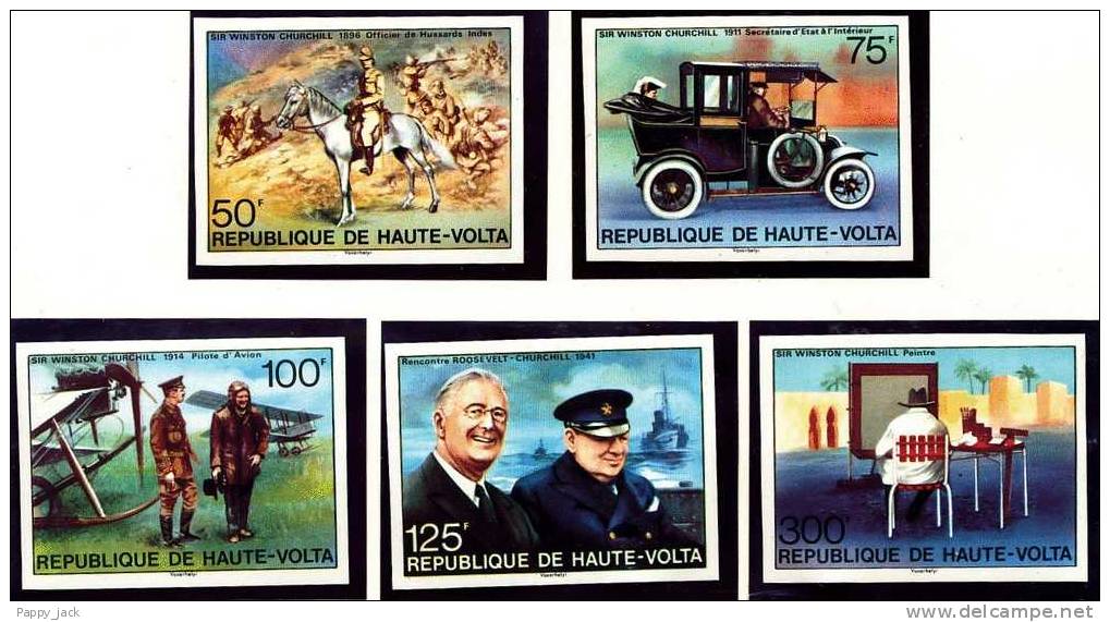 Upper Volta Burkina Fasso CHURCHILL IIMPERF Set Pilot Painter Roosevelt  MNH - Sir Winston Churchill