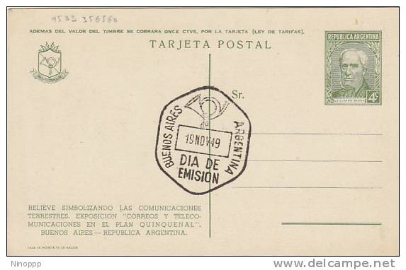 Argentina-1949 Guillermo Brown 4c Green FDI Postcard - Other & Unclassified