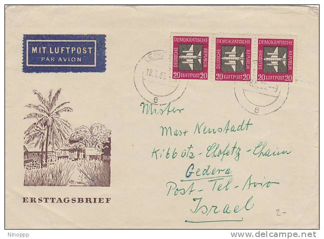 Germany DDR -1965 Registered Cover Sent To Israel - Airplanes