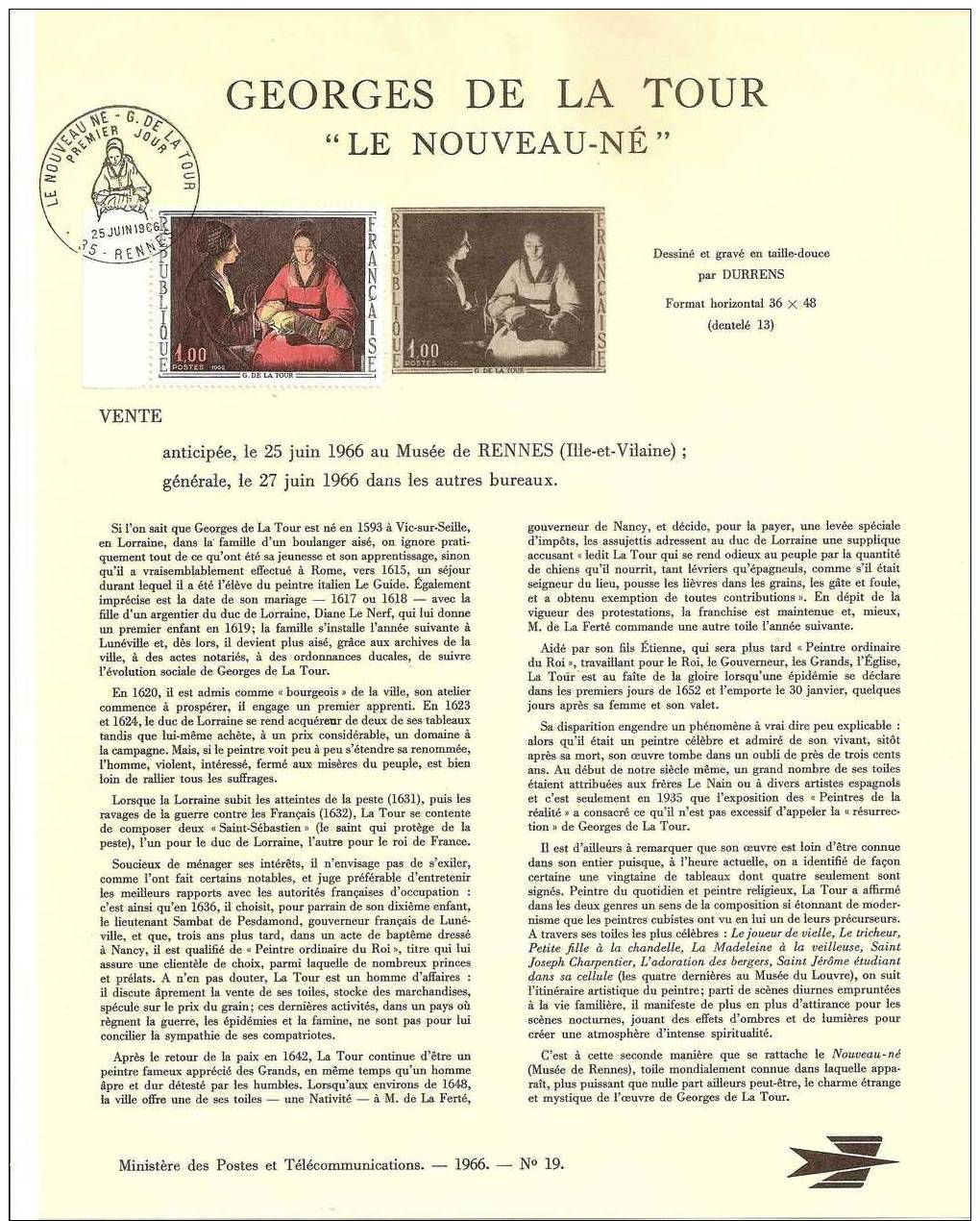 Notice Des PTT, Georges De La Tour "Le Nouveau-né", TTBE - Documents De La Poste