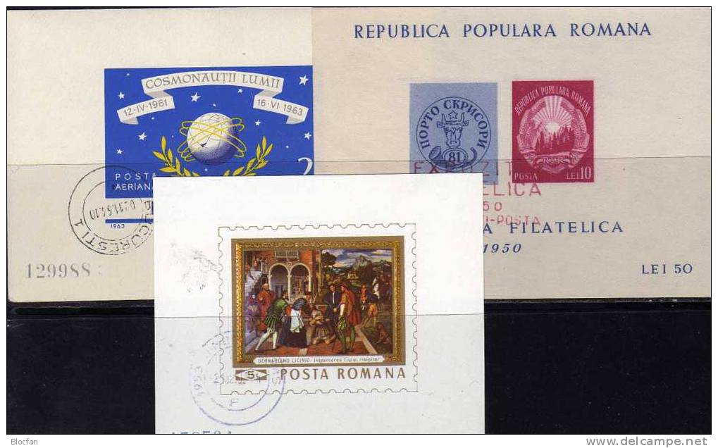 Lot Rumänien Block 39, 50, 51, 56, 76, 271 O 47€ Stamp On Stamp Astronauten Olympic Gemälde Blocs Topic Sheet Bf ROMANIA - Verzamelingen (in Albums)