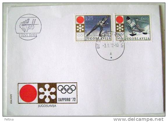1972 YUGOSLAVIA FDC SAPPORO WINTER OLYMPIC GAMES JAPAN - Hiver 1972: Sapporo