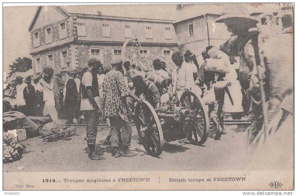 LIBERIA  TROUPES ANGLAISES A FREETOWN  CIRCULEE  A VERSAILLES EN 1914 - Liberia