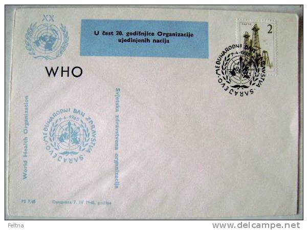 1965 YUGOSLAVIA COVER 20 YEARS OF UN WHO INTERNATIONLA HEALTH DAY - OMS