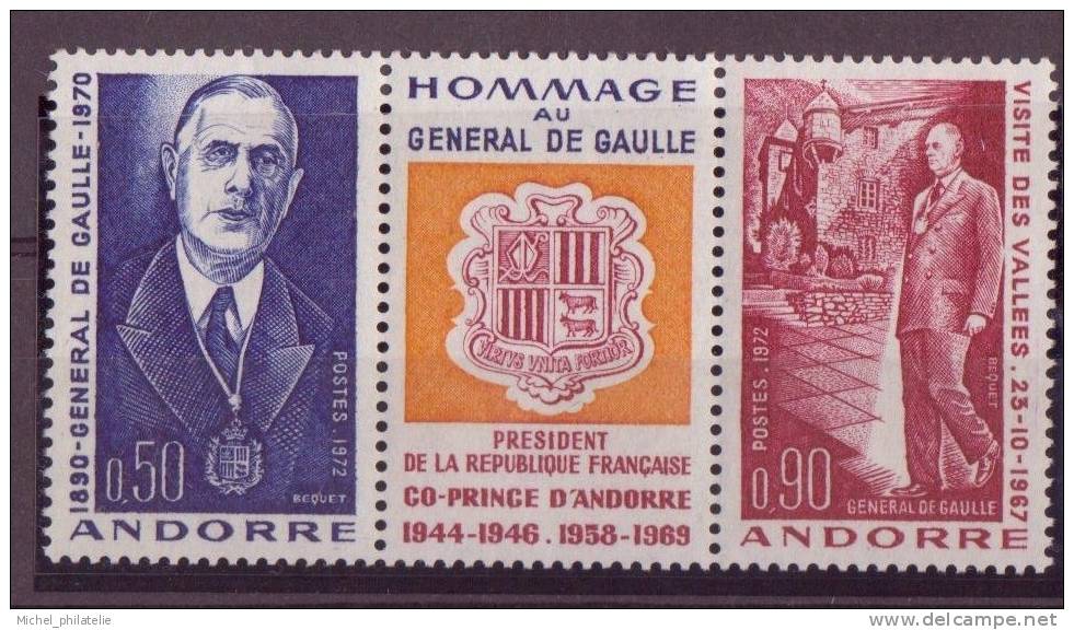 ANDORRE N° 225A** NEUF SANS CHARNIERE HOMMAGE AU GENERAL DE GAULLE - Neufs