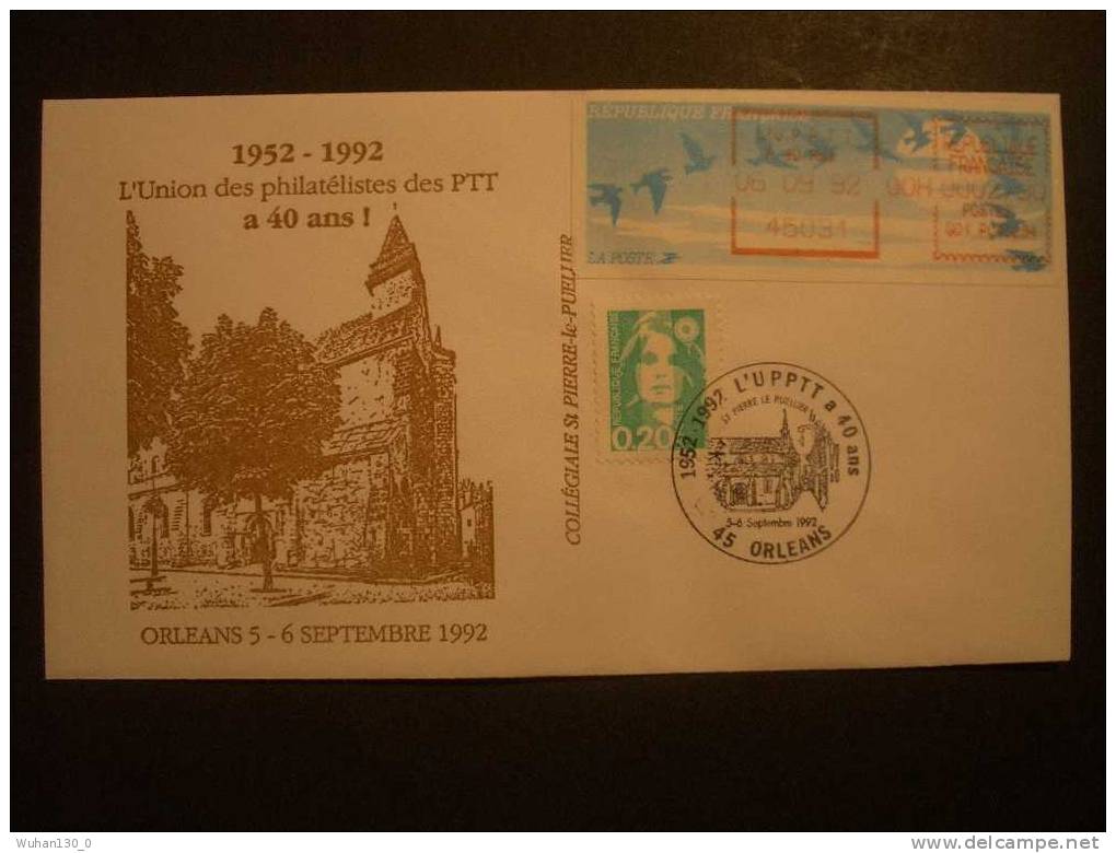 LISA De Type B Impression En Rouge " 40 Ans De L' UPPTT - ORLEANS " Pli Du 06 / 09 / 1992 - Used Stamps
