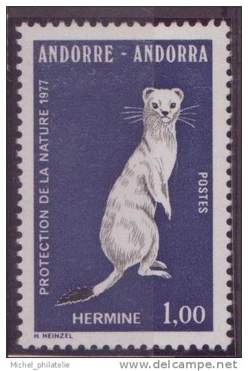 ANDORRE N° 260**  NEUF SANS CHARNIERE FAUNE HERMINE - Unused Stamps