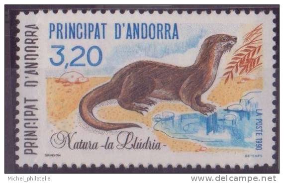 ANDORRE N° 393/94**  NEUF SANS CHARNIERE FAUNE LOUTRE - FLORE ROSES - Unused Stamps