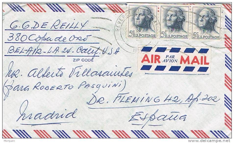 0979. Carta Aerea BEVERLY HILLS (California) 1965  A España - Covers & Documents