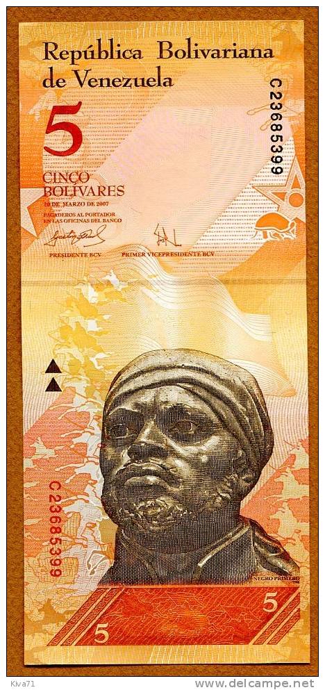 *NOUVEAUX*  5 Bolivares  "VENEZUELA"  20 Mars 2007    UNC  Ble 92 - Venezuela