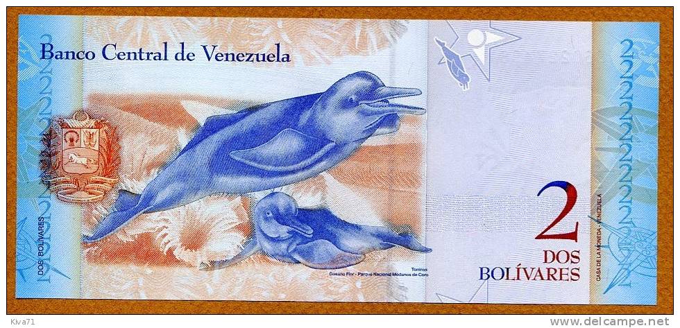 *NOUVEAUX*  2 Bolivares  "VENEZUELA"  Dauphins 20 Mars 2007    UNC  Ble 91 - Venezuela