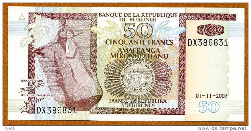 **NOUVEAU** 50 Francs  "Burundi"  1er Novembre 2007  UNC    Ble 11 - Burundi