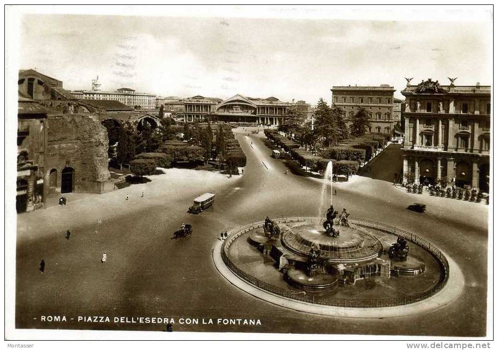 ROMA. Stazione Termini. Autobus. Fontana. Esedra. Vg. Per S. PELLEGRINO TERME C/fr. 1935. - Plaatsen & Squares