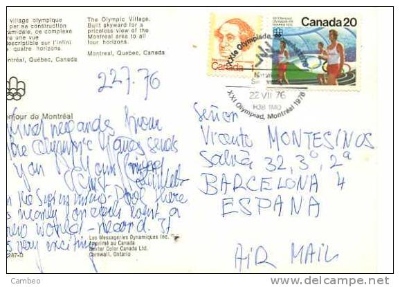 JEUX OLIMPIQUES  OLYMPIC GAMES CANADA MONTREAL 1976 POSTCARD USED  OLYMPIC YEAR (22/08/1976) POSTMARK SWIMMING  NATATION - Estate 1976: Montreal