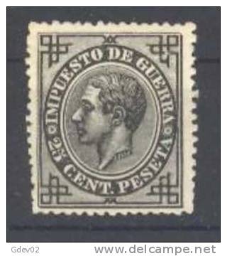 ES185-L3275-TIMPGUERR.España.Rey ALFONSO  Xlll .IMPUESTOS DE GUERRA.1876.(Ed 185) Sin Goma.MAGNIFICO - Kriegssteuermarken