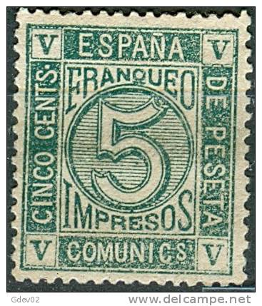 ES117-L2235.España.Spain.  Espagne.CIFRAS  Y AMADEO.1872. (Ed 117*).con Charnela.MAGNIFICO - Ongebruikt