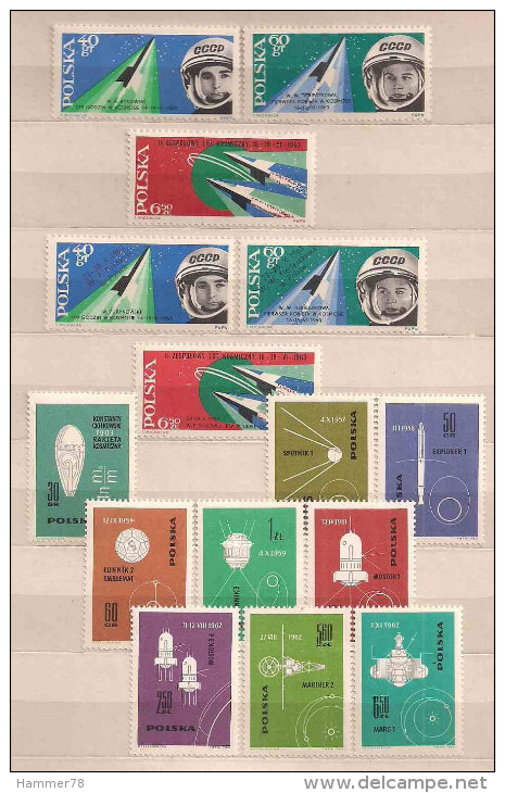 POLAND 1963 MIX VISIT OF SOVIET COSMONAUTS & OTHERS MNH - Neufs