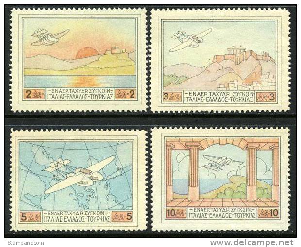 Greece C1-4 Mint Never Hinged Airmail Set From 1929 - Nuovi
