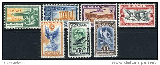 Greece C8-14 Mint Hinged Airmail Set From 1933 - Neufs