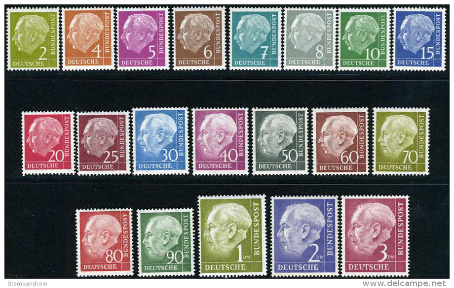 Germany 702-21 Mint Never Hinged Pres. Heuss Set From 1954-60 - Unused Stamps