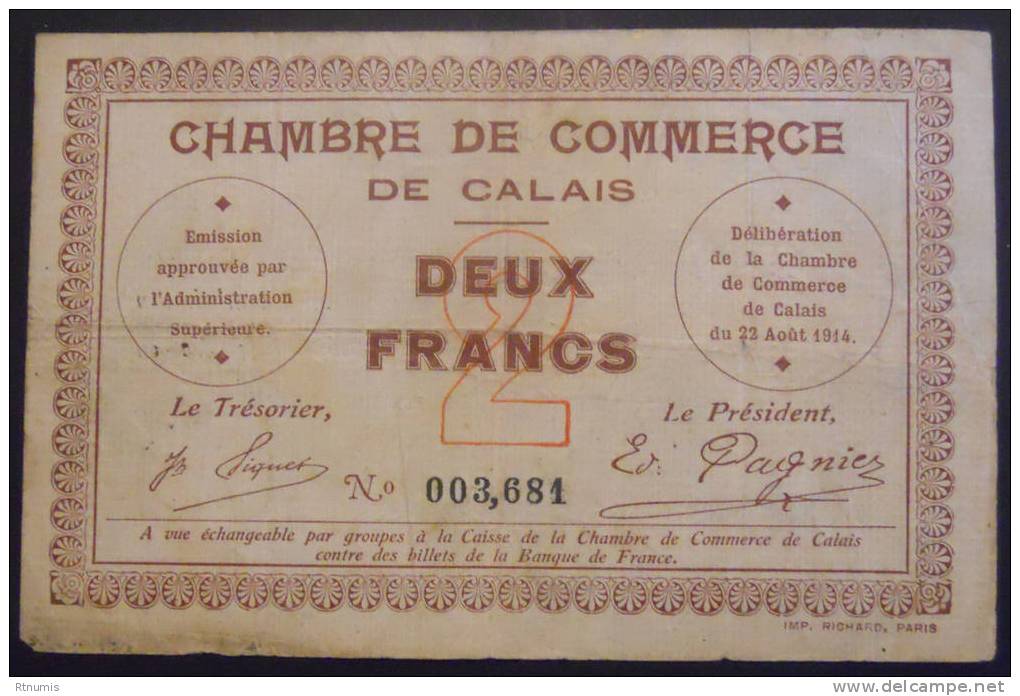 Calais 2 Francs Pirot 5 TB - Chambre De Commerce