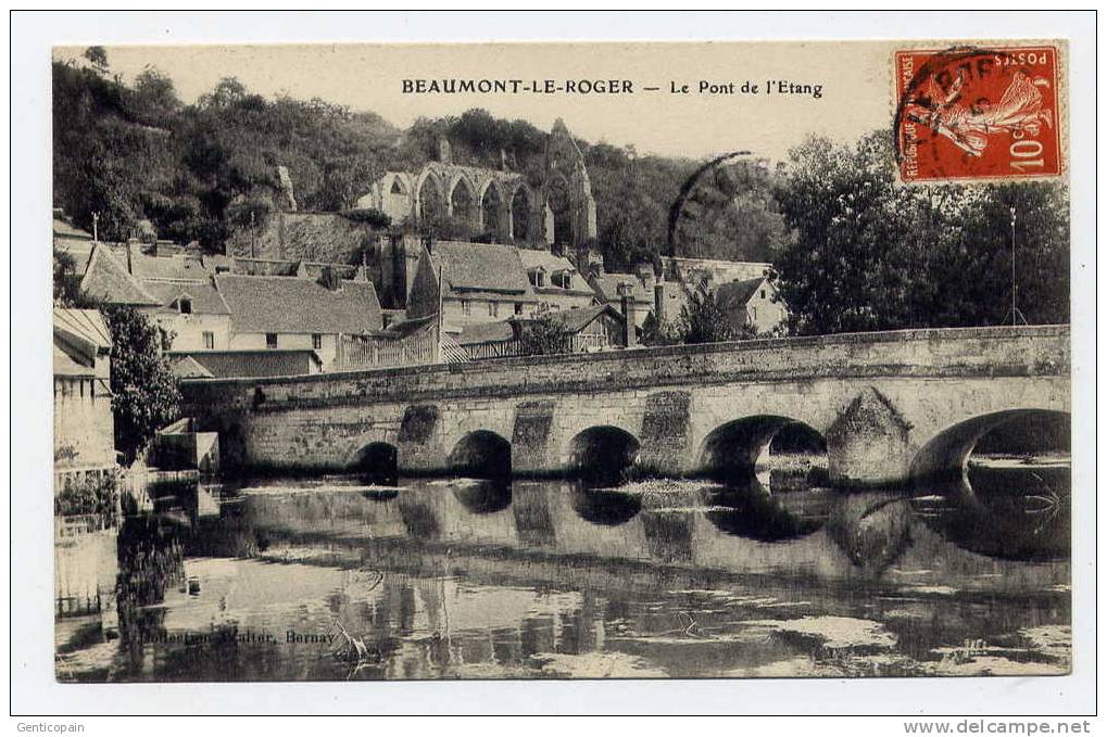 Q5 - BEAUMONT-le-ROGER - Le Pont De L'étang (1908) - Beaumont-le-Roger