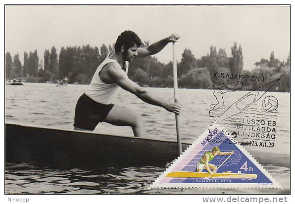 Hungary-1973 Water Sports 4ft Men's Single Canoe Maximum Card - Canoa