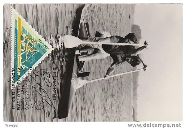 Hungary-1973 Water Sports 6ft Men's Double Canoe Maximum Card - Canoa