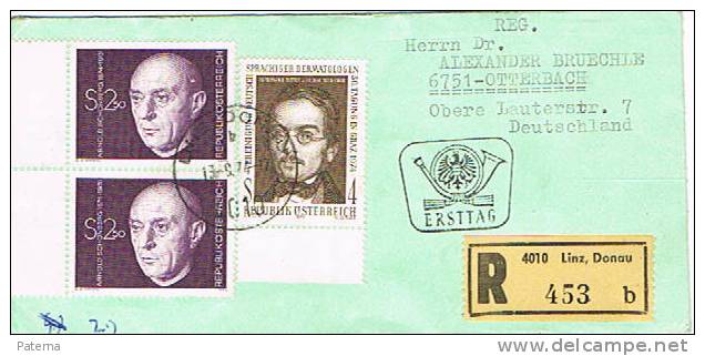 3509   Carta, , Certificada, LINZ-DONAU 1974 ( Austria)  , Pequeño Tamaño Cover, Lettre - Brieven En Documenten