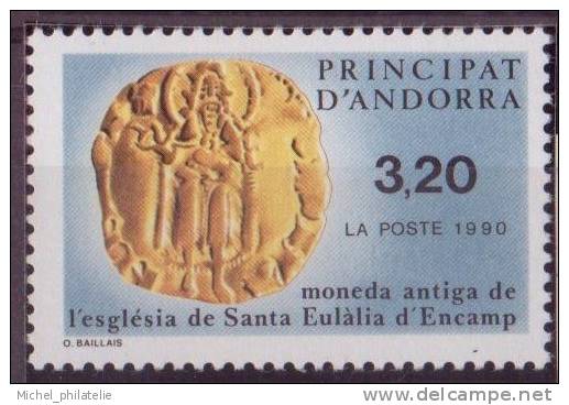 ANDORRE N° 397** NEUF SANS CHARNIERE  PIECE DE MONNAIE - Unused Stamps