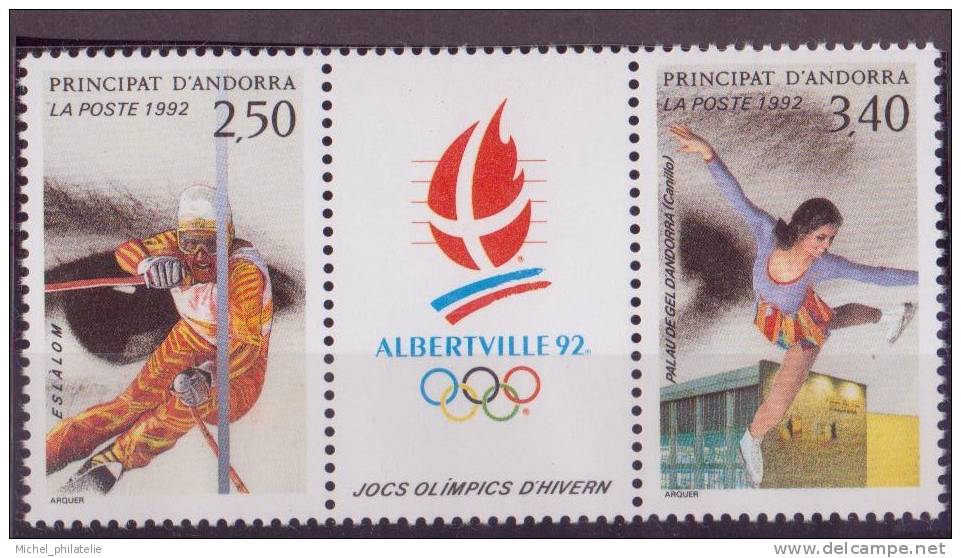 ANDORRE N° 414A** NEUF SANS CHARNIERE JEUX OLYMPIQUES SLALOM-PATINAGE ARTISTIQUE DAME - Unused Stamps