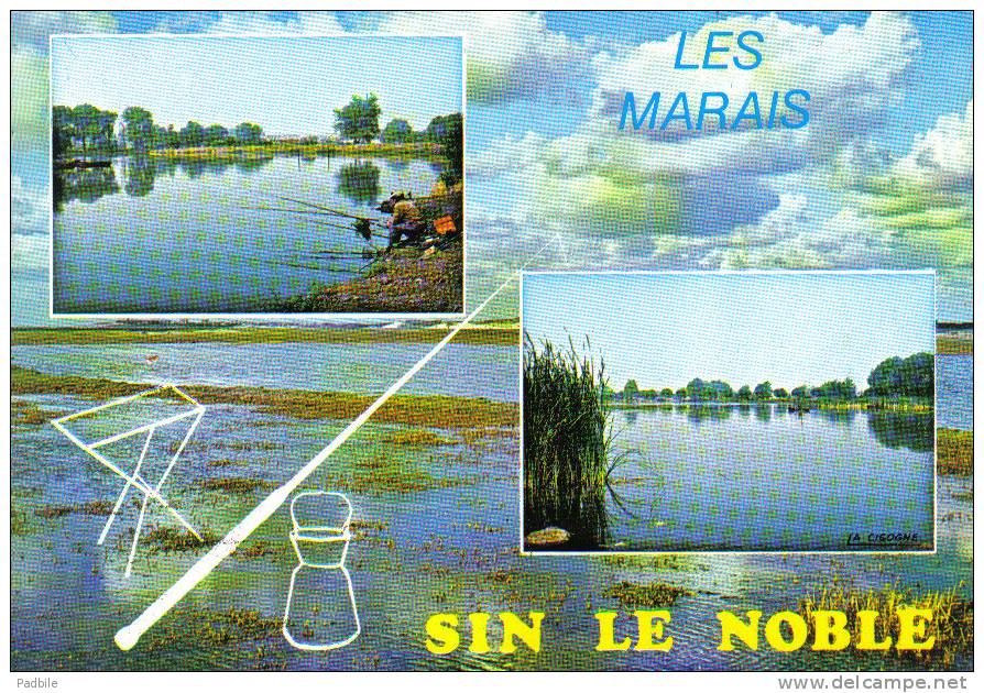 Carte Postale 59. Sin Le Noble Pêche Sur Le Marais Trés Beau Plan - Sin Le Noble