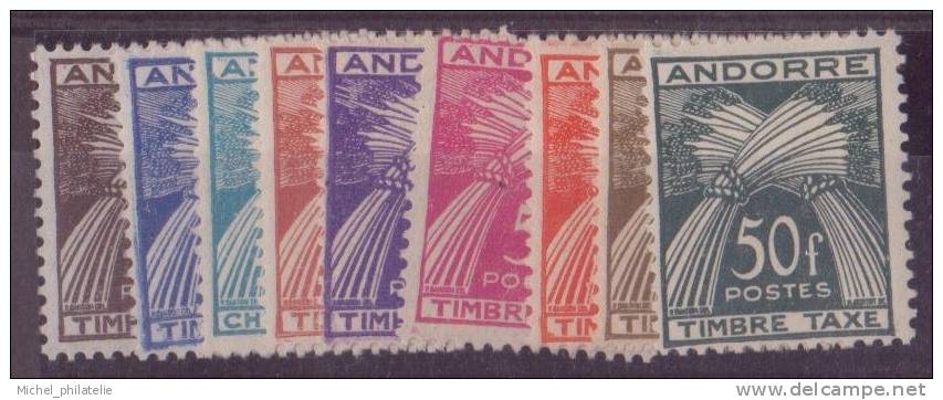 ANDORRE N° 32/41** TAXE NEUF SANS CHARNIERE - Nuevos