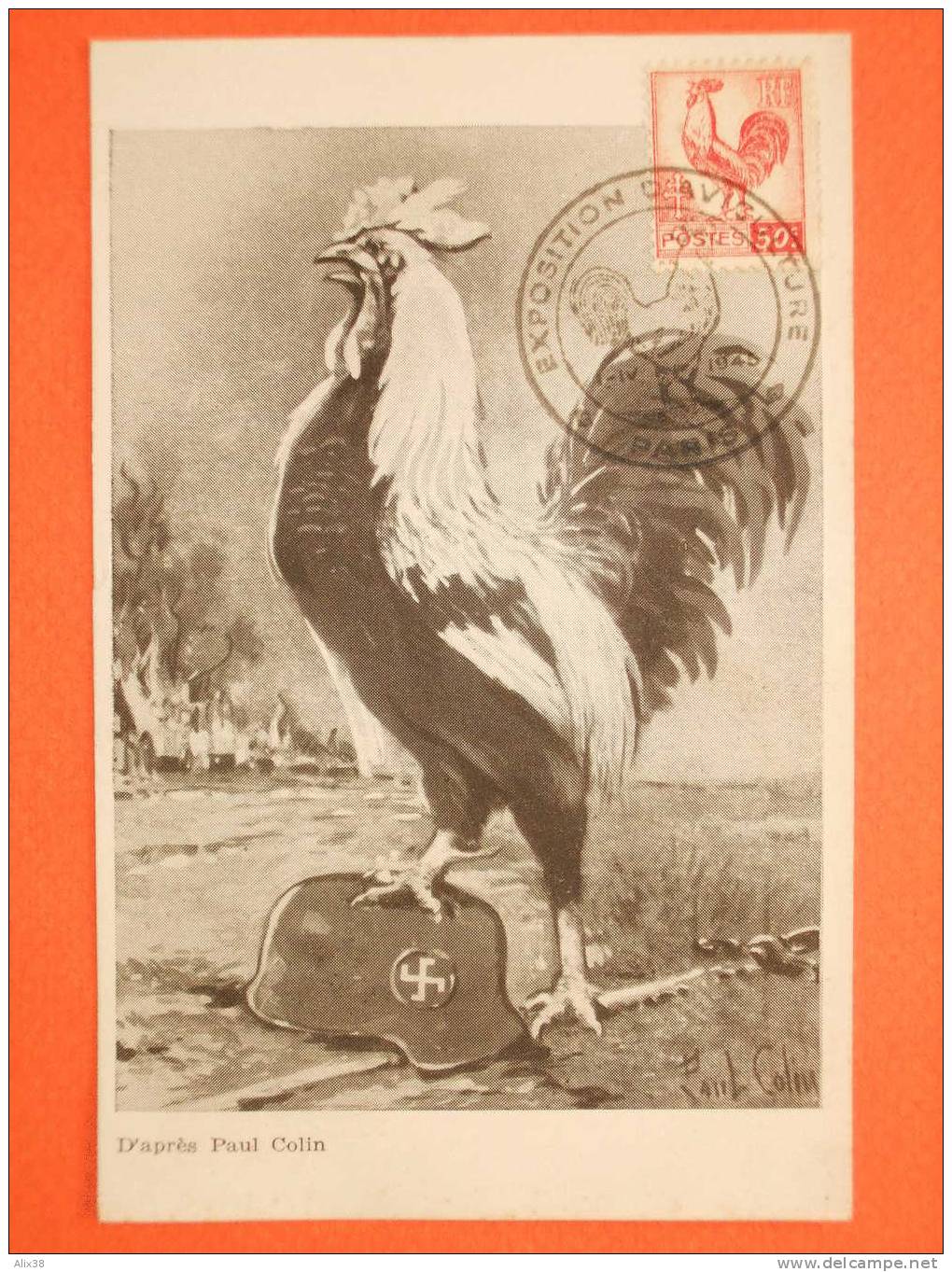 FRANCE 1945-N°633 Coq D´Alger Sur Carte Maxima.  TB - Storia Postale